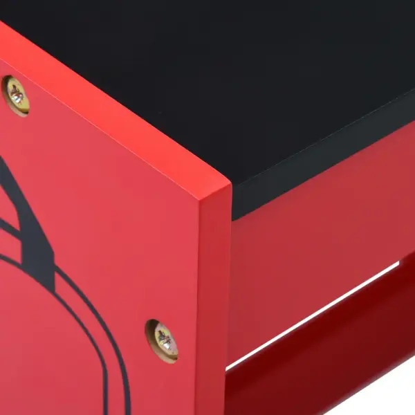 3-osaline laste laua- ja toolikomplekt tuletõrjeauto disainiga, kriiditahvliga laud, MDF ja männipuit, punane-must – 6