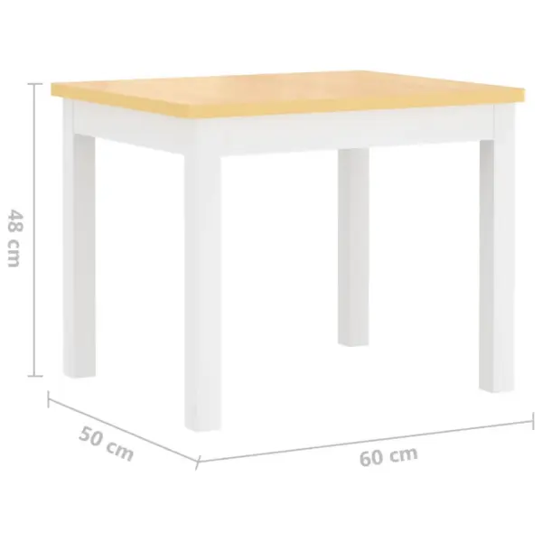 3-osaline lastelaua ja toolide komplekt, beež ja valge MDF, laud 60 x 50 x 48 cm – 9
