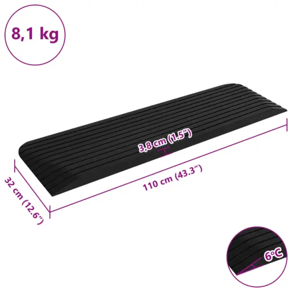 Kummist lävepaku kaldteed ratastoolile, 2 tk, must, 110 x 32 x 3,8 cm, kandevõime 5 t – 8