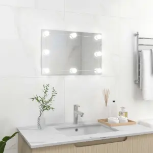 LED-tuledega seinapeegel reguleeritava valgusega, ristkülikukujuline, hõbedane, 60 x 40 cm