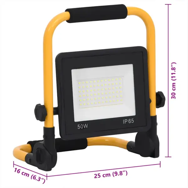 Käepidemega LED töölamp, 50 W, külm valge, 3500 lm, must-kollane – 12