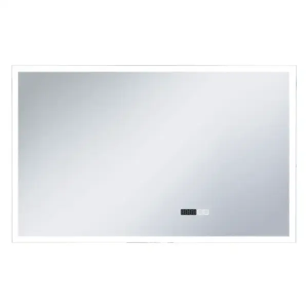 Vannitoa LED-seinapeegel puuteanduri ja ajanäidikuga, hõbedane, 100 x 60 cm – 2