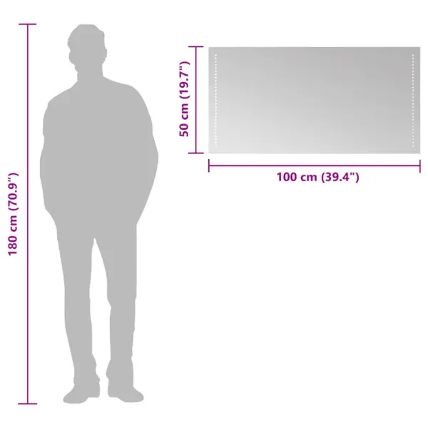 LED vannitoapeegel IP65 kaitseklassiga, USB-toitega, 100 x 50 cm – 10