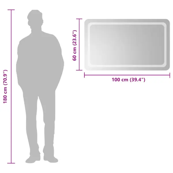 LED vannitoapeegel IP65 kaitse ja USB-toitega, 100 x 60 cm – 6