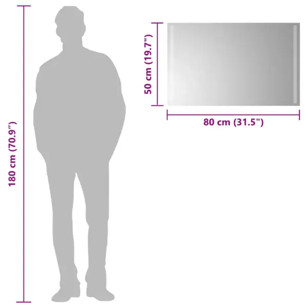 LED vannitoapeegel IP65, USB-toitega, 80 x 50 cm – 6