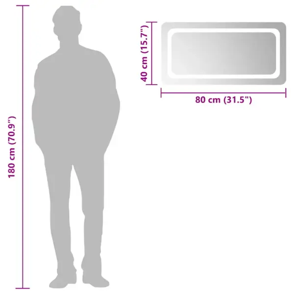 LED vannitoapeegel USB-toitega, IP65, 80 x 40 cm – 6