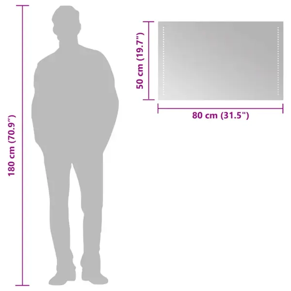 LED vannitoapeegel IP65 kaitsega, USB-toitega, 80 x 50 cm – 10