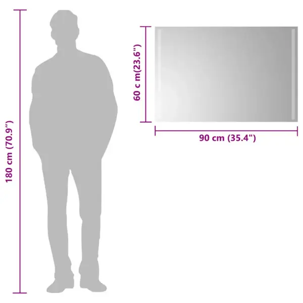 LED vannitoapeegel IP65, USB-ühendusega, 90 x 60 cm – 6