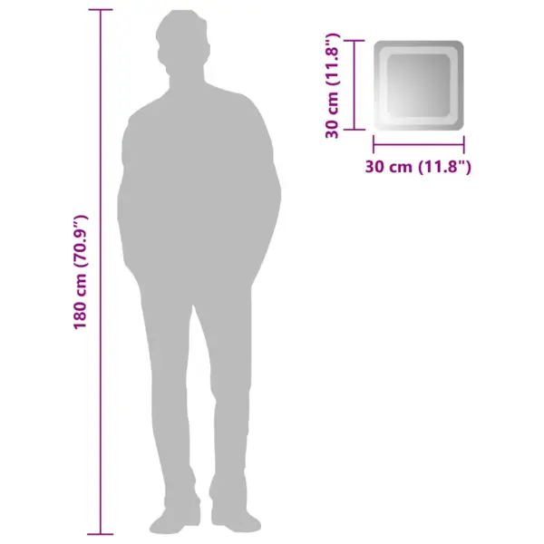 LED-vannitoapeegel IP65, 30 x 30 cm, USB-toitega – 6