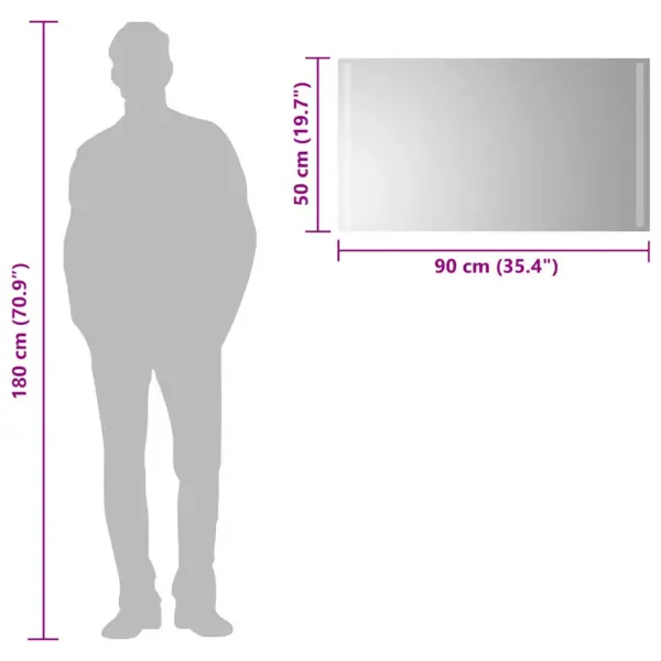 LED vannitoapeegel IP65 USB-toitega, 90 x 50 cm – 6