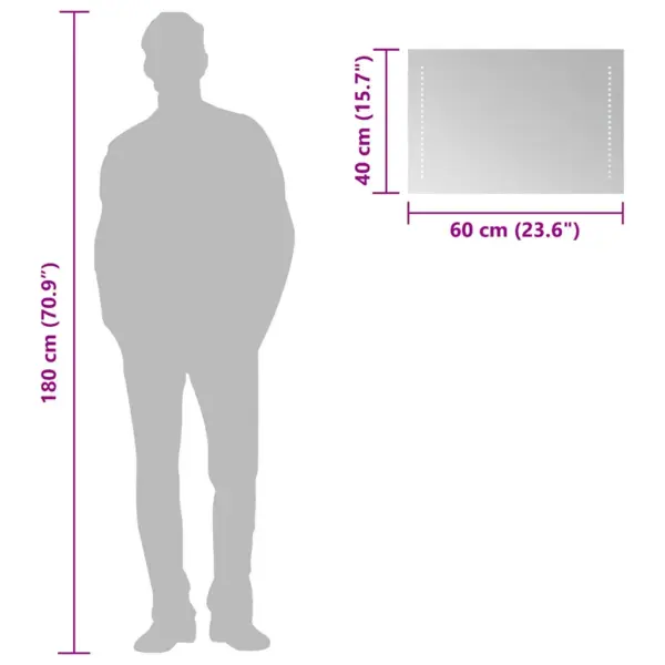 LED vannitoapeegel IP65 kaitsega, USB-ühendusega, 60 x 40 cm – 10