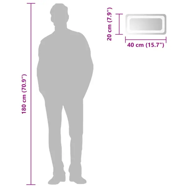 LED vannitoapeegel integreeritud valgustusega, klaas, 40 x 20 cm – 6