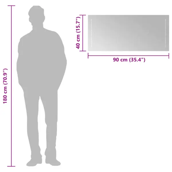 LED vannitoapeegel USB-toitega, IP65, 90 x 40 cm – 10