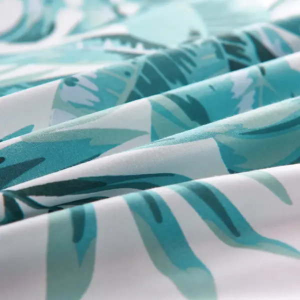 Lehemustriga tekikotikomplekt, roheline-valge mikrosatiin, 140 x 200 / 60 x 70 cm – 2