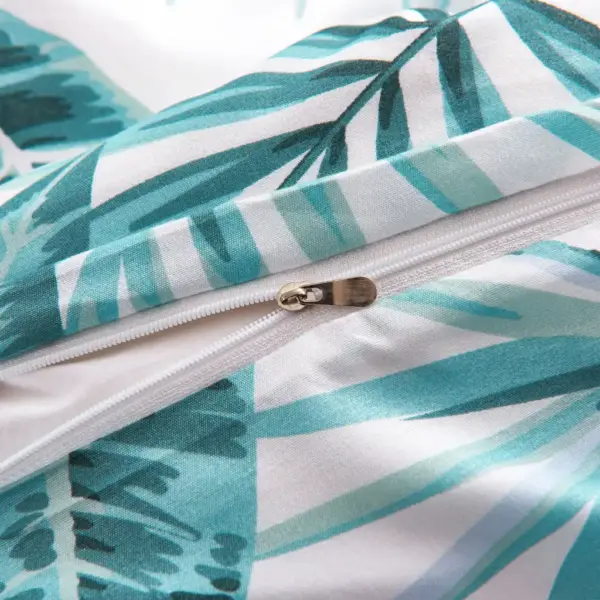 Lehemustriga tekikotikomplekt, roheline-valge mikrosatiin, 140 x 200 / 60 x 70 cm – 3