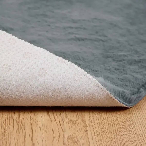 Ümmargune libisemiskindel kunstküülikukarva vaip Olite, antratsiit, Ø 120 cm – 8