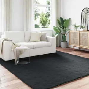 Libisemiskindel küülikukarva imitatsiooniga vaip Olite, must, 200 x 200 cm