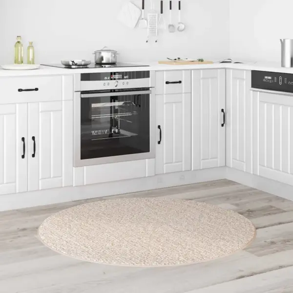 Libisemiskindel ümmargune shaggy vaip, kreemjas, PP, 120 x 120 cm – 3