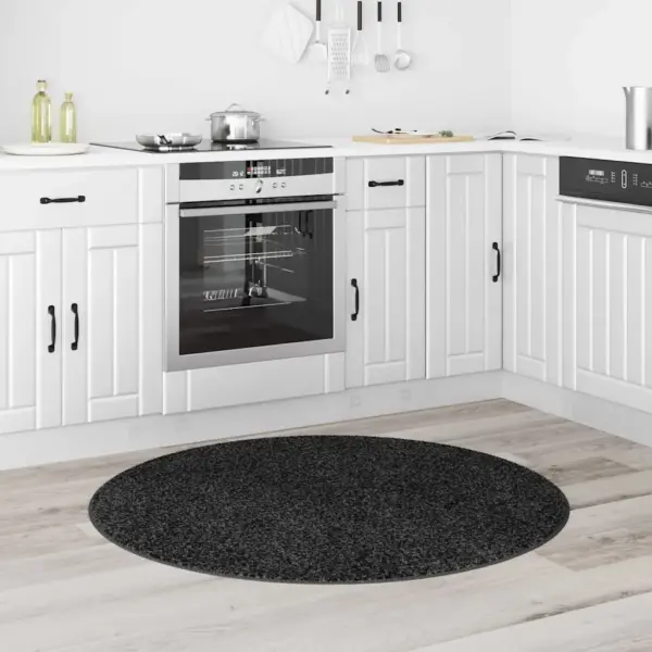 Libisemiskindel shaggy vaip, ümmargune, tumehall, 120 x 120 cm, polüpropüleen – 3