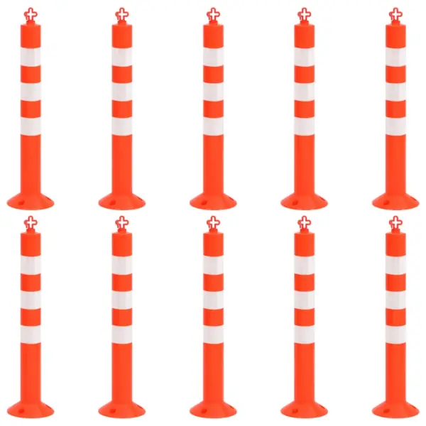 Liikluspostide komplekt ketiga, 10 tk, PE, 75 cm, punane-hõbedane – 2