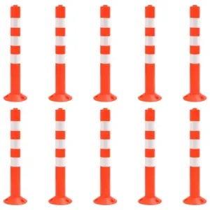 Liiklustähispostid helkurribadega, punane-hõbedane, 10 tk, PE, 75 cm