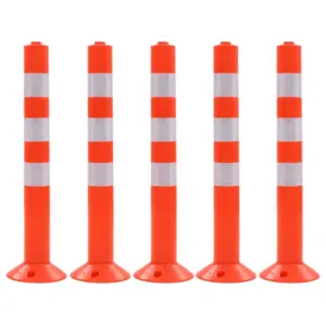 Hästinähtavad plastist liiklustähispostid helkurribadega, 5 tk, punane-hõbedane, 75 cm