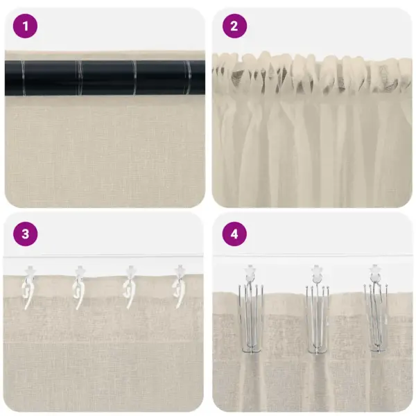 Liivakarva voile-kardinad, 2 tk, polüester, 175 x 140 cm - 7