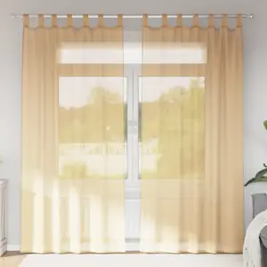 Poolläbipaistvad liivakarva voile-kardinad vardataskuga, 2 tk, 140 x 245 cm