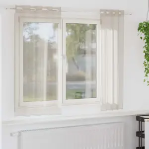 Läbipaistev voilegardinad, liivakarva, 2 tk, polüester, 175 x 140 cm