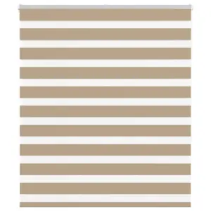 Triibuline sebra ruloo liivapruun, 125 x 150 cm, 100% polüster, puurimiseta paigaldusvõimalusega