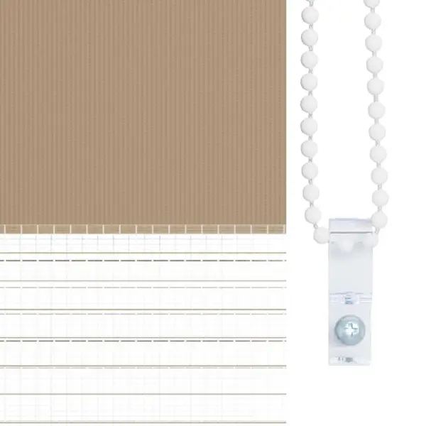 Liivapruun triibuline sebraruloo kettmehhanismiga, 115 x 150 cm, 100% polüster, alumiiniumsiiniga, kanga laius 110,9 cm – 9