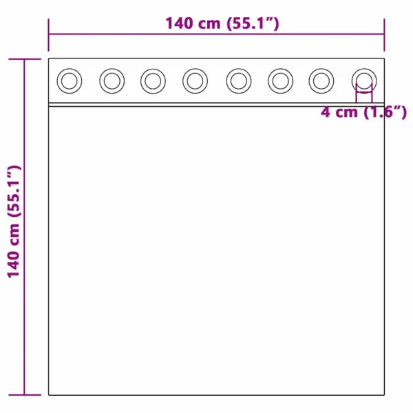 Lillad pimendavad rõngaskardinad, 2 tk, polüester, 140 x 140 cm – 8