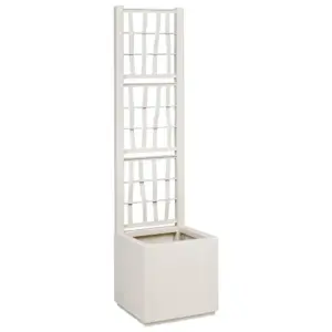 Valge plastist lillekast trelliga, 36 x 36 x 140 cm, 38 L