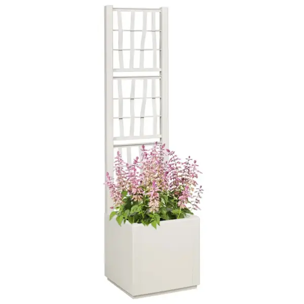 Valge plastist lillekast trelliga, 36 x 36 x 140 cm, 38 L - 2