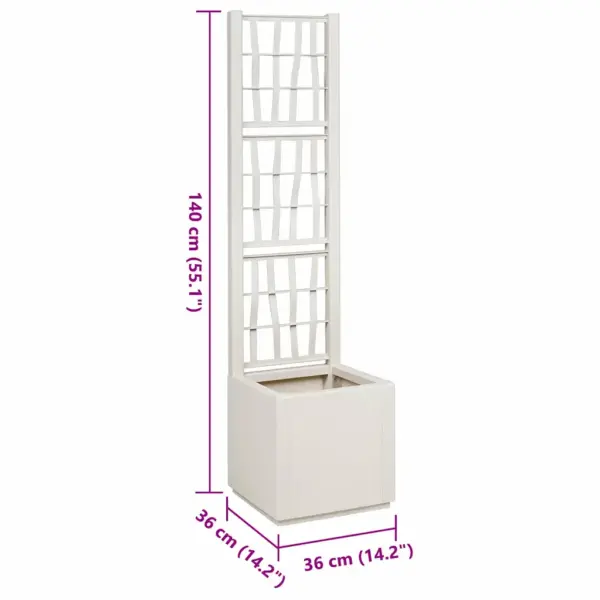 Valge plastist lillekast trelliga, 36 x 36 x 140 cm, 38 L - 9