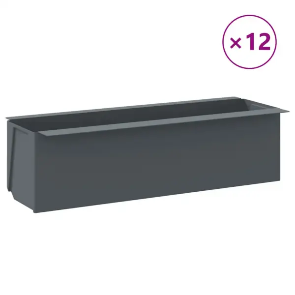 Hallid lillekastid euroalustele, 12 tk, 100% PP, 36 x 13,5 x 9,5 cm - 2