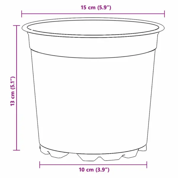 Lillepotid äravooluavadega, 50 tk, must plastmass, Ø 15 x 13 cm – 11