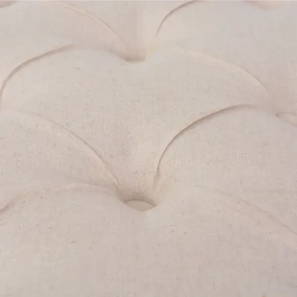 Polsterdatud pink linase katte ja puitraamiga, kreemjasvalge, 110 x 38 x 48 cm – 5