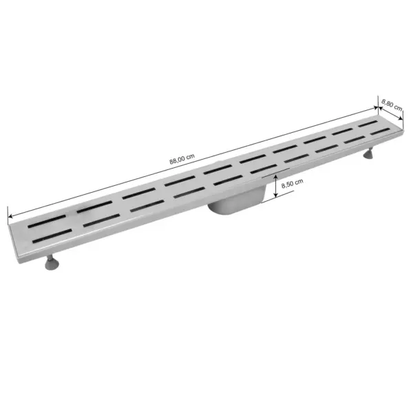 Lineaarne põrandadrenaaž dušile, valge metall, 88 x 8,8 x 8,5 cm – 5