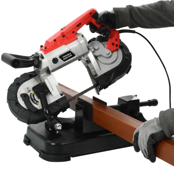 Kaasaskantav lintsaag metallalusel ja kohvriga, 1100 W, must ja punane – 9