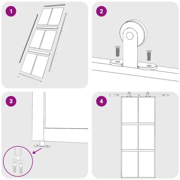 Liuguks karastatud klaasist ja musta alumiiniumraamiga, matt ja läbipaistev, 90 x 205 cm – 8