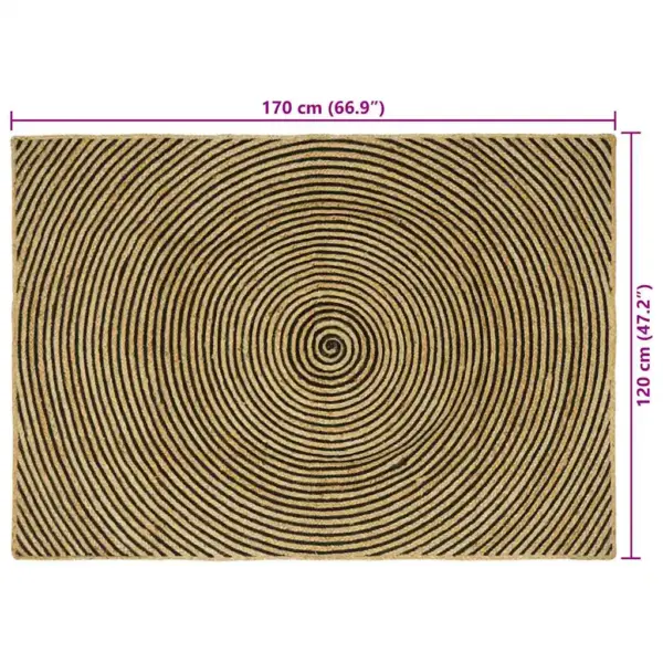Looduslik ja must džuutvaip modernse disainiga, 120 x 170 cm – 9