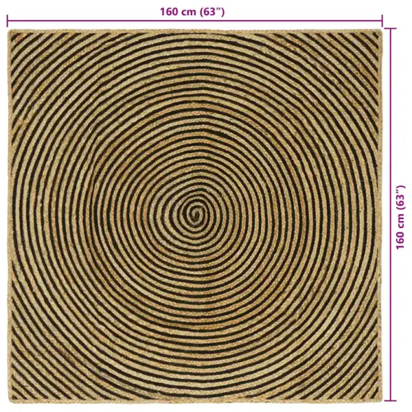 Modernne looduslik ja must džuutvaip, 160 x 160 cm – 9