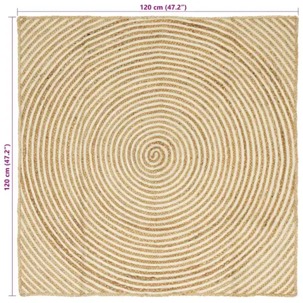 Looduslik ja valge džuudivaip, 120 x 120 cm, masinpestav – 8