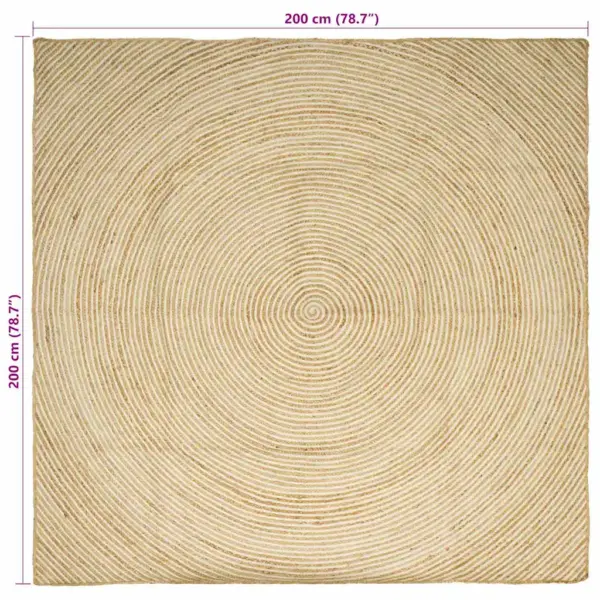 Looduslik ja valge džuutvaip, modernne, 200 x 200 cm, masinpestav – 8