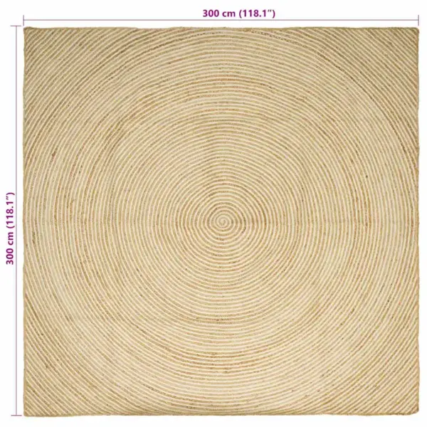 Looduslik ja valge ruudukujuline džuutvaip, 300 x 300 cm, masinpestav – 8