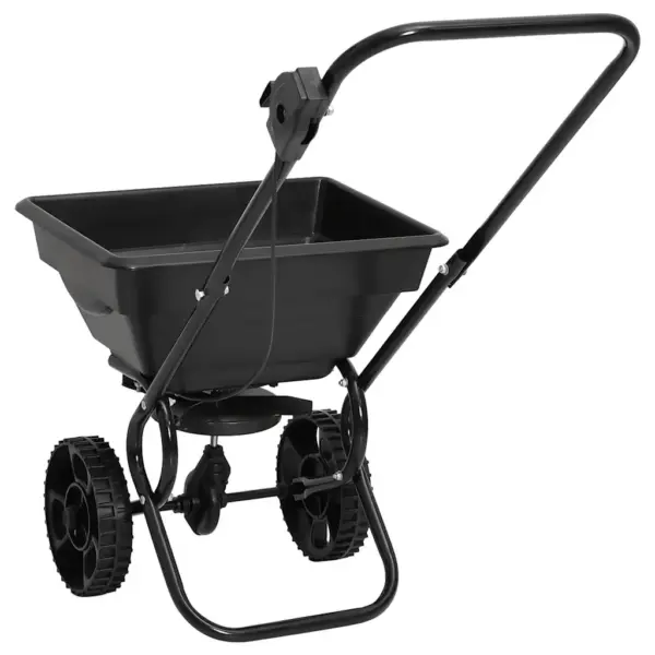 Lükatav soola- ja murulaotur musta PVC hopperi ja terasraamiga, 15 l, 80 x 46 x 75 cm – 4