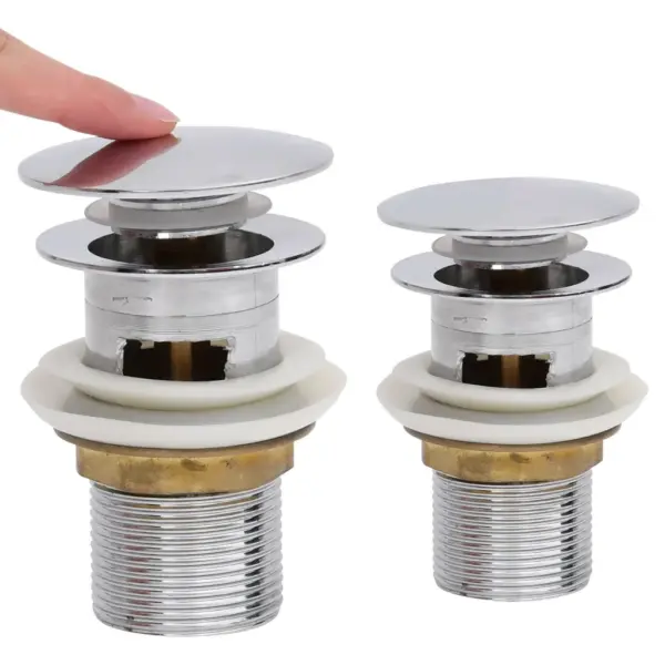 Lükatav valamu äravooluklapp ülevooluavaga, kroom, 6,4 x 6,4 x 9,1 cm – 2