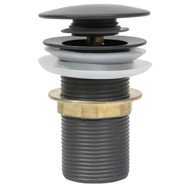 Lükatav valamupõhjaklapp ülevooluta, hall, tsingist ja messingist, 1¼” ühendus, 6,4 x 6,4 x 9,1 cm – 3