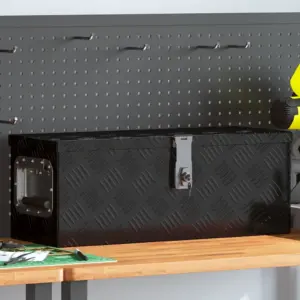 Lukustatav alumiiniumist hoiukast tööriistadele, must, 60 x 23,5 x 23 cm
